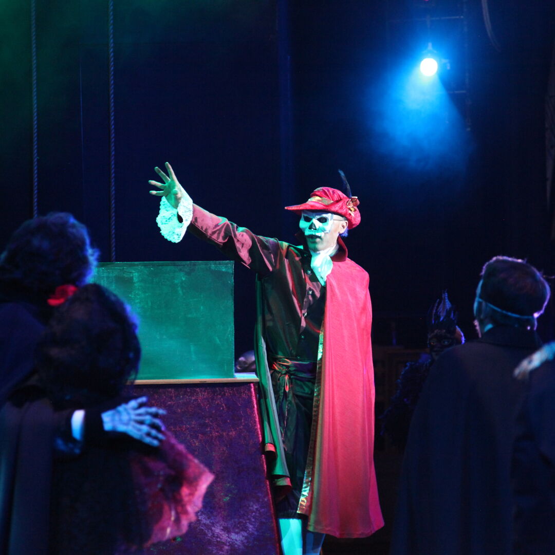 Actor mid scene performance phantom of the opera