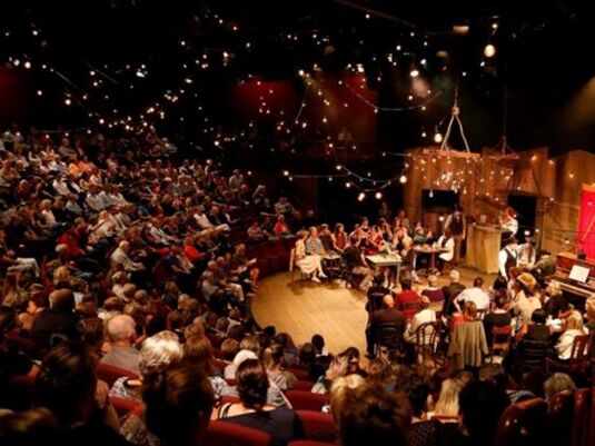 Onstage Saloon Seating as featured in Calamity Jane at the Fairfax Studio, Arts Centre Melbourne.